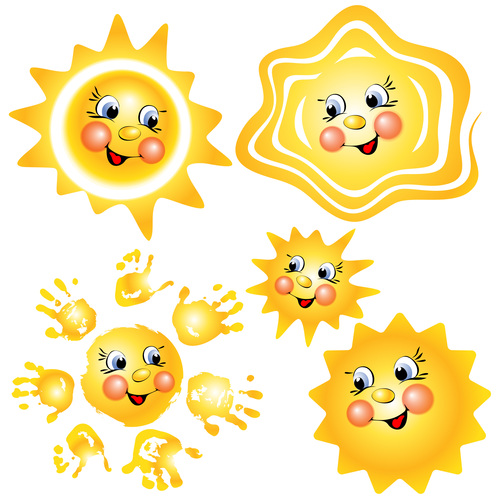 Cute cartoon summer sun vector