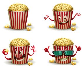 Cute cartoon vector popcorn cup
