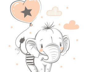 Cute elephant baby cartoon vector 01