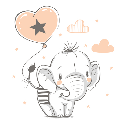 Cute elephant baby cartoon vector 01