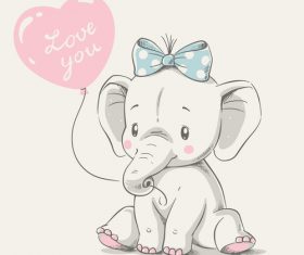 Cute elephant baby cartoon vector 02