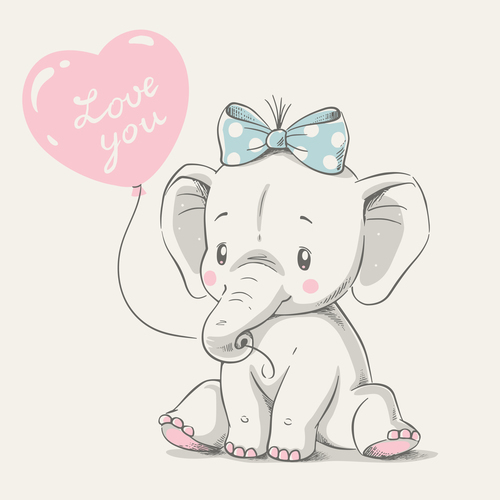 Cute elephant baby cartoon vector 02