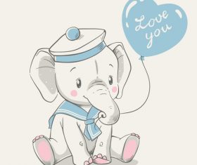 Cute elephant baby cartoon vector 03