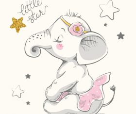 Cute elephant baby cartoon vector 04