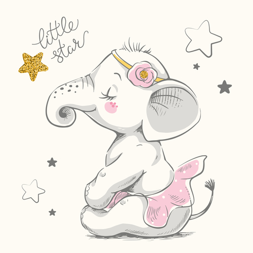 Cute elephant baby cartoon vector 04