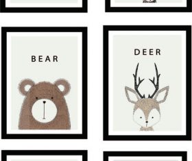 Cute hand drawn small animal decorative painting vector material