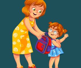Cute kid with mother vector illustration