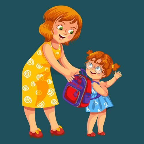 Cute kid with mother vector illustration