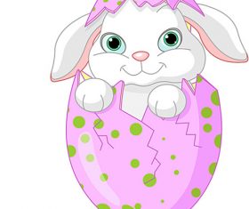 Cute rabbit in easter egg vector