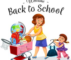 Cute student with back to school background vector 01