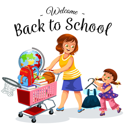 Cute student with back to school background vector 01