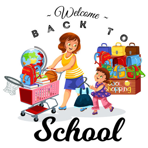 Cute student with back to school background vector 02