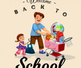 Cute student with back to school background vector 04