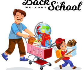 Cute student with back to school background vector 05