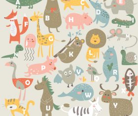 Cute wild animal design vector material 02