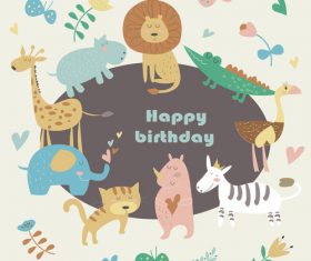 Cute wild animal design vector material 03