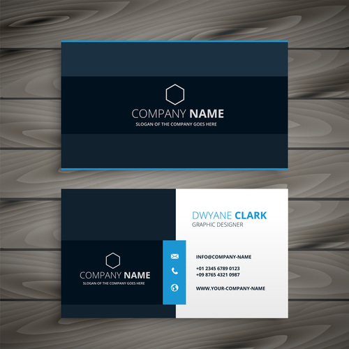 Dark gray business card template vector