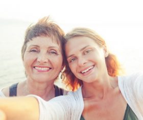 Daughter and mother selfie Stock Photo