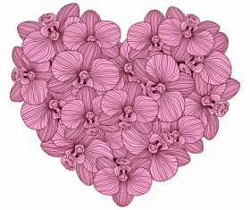 Decor orchid heart vector material
