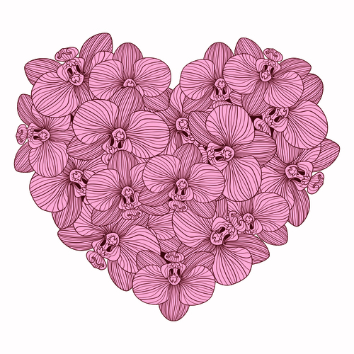 Decor orchid heart vector material