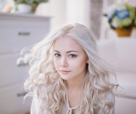 Delicate Pretty girl in the room Stock Photo 01