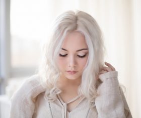 Delicate Pretty girl in the room Stock Photo 04