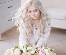 Delicate Pretty girl in the room Stock Photo 06