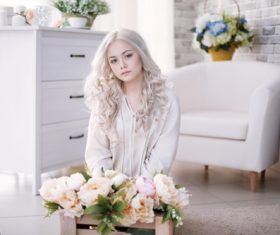 Delicate Pretty girl in the room Stock Photo 08