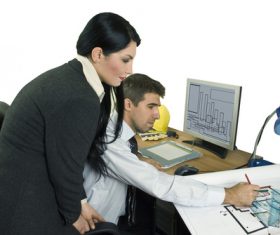 Designers in the office modify the drawings Stock Photo