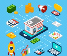 Digital marketing isometric vector