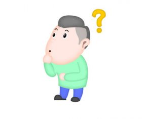 Doubt cartoon little man vector