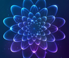 Dream cosmic blue flower vector 01