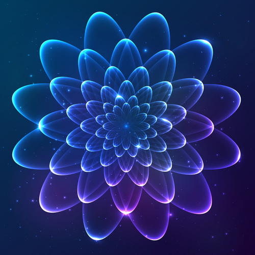 Dream cosmic blue flower vector 01