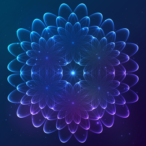 Dream cosmic blue flower vector 02