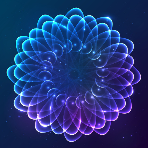 Dream cosmic blue flower vector 06