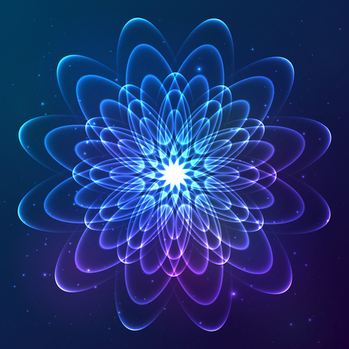 Dream cosmic blue flower vector 07
