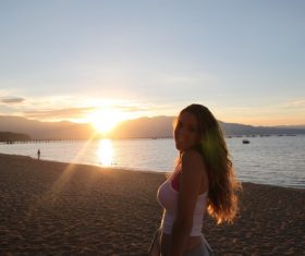 Dusk beach beauty Stock Photo