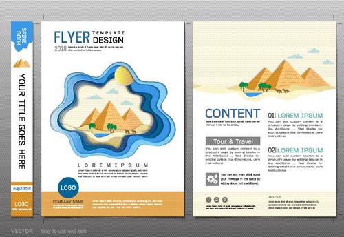 Egyptian Pyramids flyer design template vector