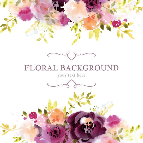Elegant floral background watercolor vector 01