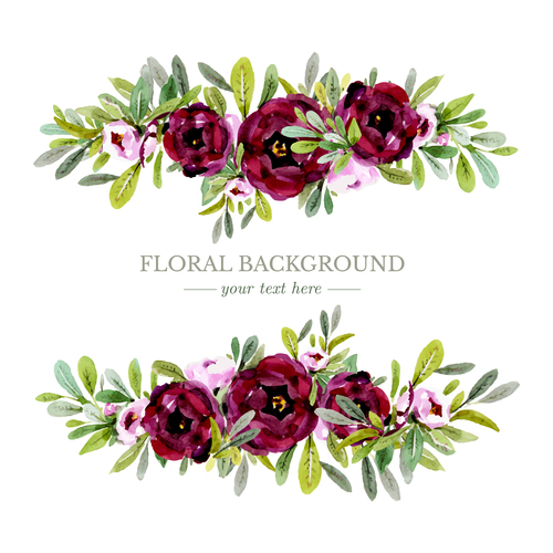 Elegant floral background watercolor vector 02