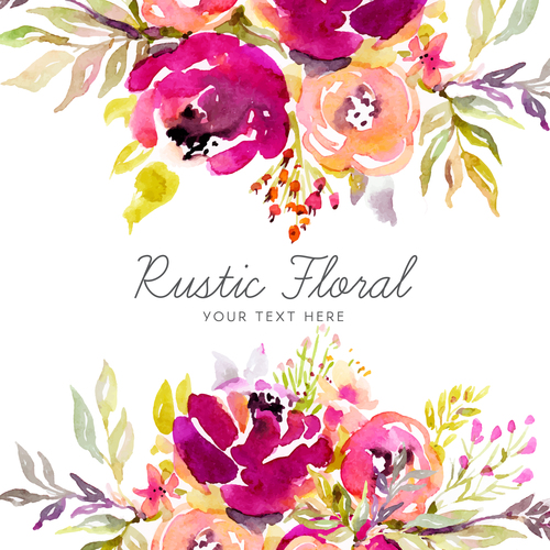 Elegant floral background watercolor vector 03
