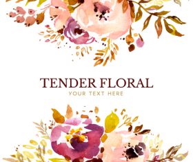 Elegant floral background watercolor vector 04