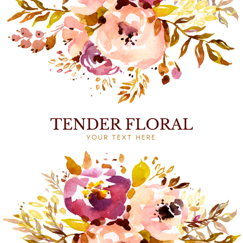 Elegant floral background watercolor vector 04