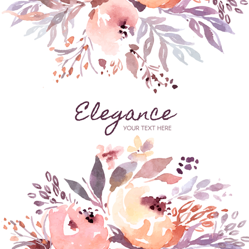 Elegant floral background watercolor vector 05