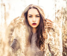 Fashion woman autumn outdoor photo Stock Photo 01