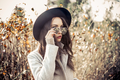 Fashion woman wearing hat outdoors in autumn Stock Photo 01