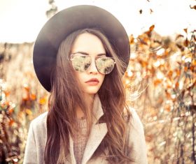 Fashion woman wearing hat outdoors in autumn Stock Photo 02