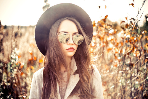 Fashion woman wearing hat outdoors in autumn Stock Photo 02