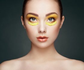 Female model with flowers and eye makeup Stock Photo 02