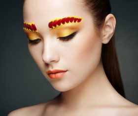 Female model with flowers and eye makeup Stock Photo 03